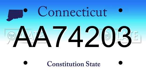 AA74203 Connecticut License Plate