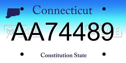 AA74489 Connecticut License Plate