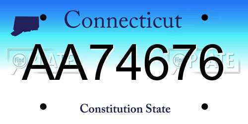 AA74676 Connecticut License Plate