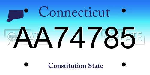 AA74785 Connecticut License Plate