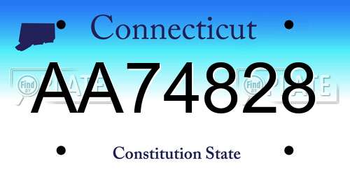 AA74828 Connecticut License Plate