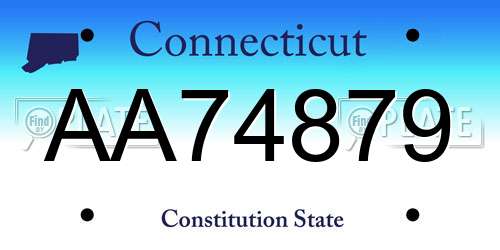 AA74879 Connecticut License Plate