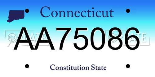 AA75086 Connecticut License Plate