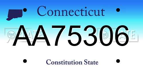 AA75306 Connecticut License Plate