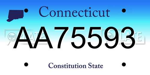 AA75593 Connecticut License Plate