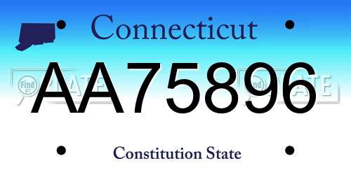 AA75896 Connecticut License Plate