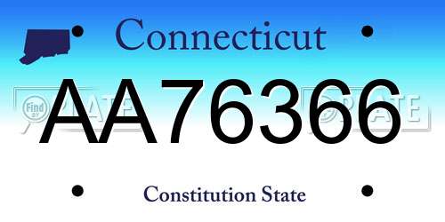 AA76366 Connecticut License Plate