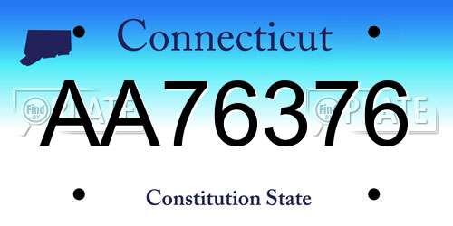 AA76376 Connecticut License Plate