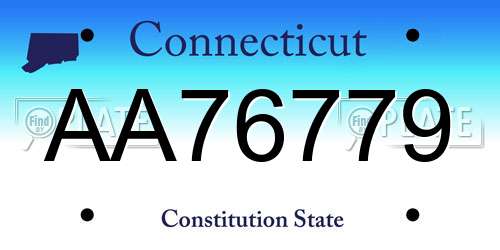 AA76779 Connecticut License Plate