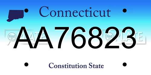 AA76823 Connecticut License Plate