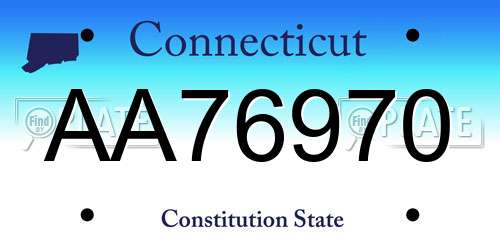 AA76970 Connecticut License Plate