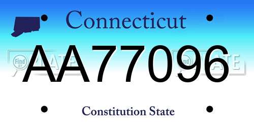 AA77096 Connecticut License Plate