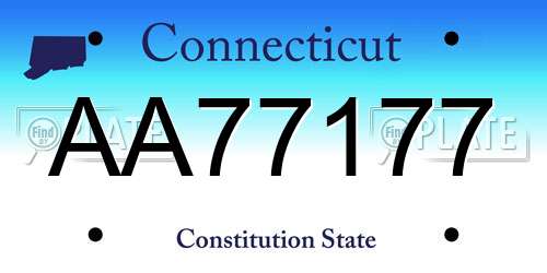 AA77177 Connecticut License Plate