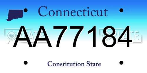 AA77184 Connecticut License Plate