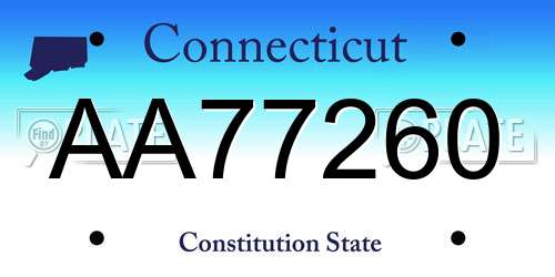 AA77260 Connecticut License Plate