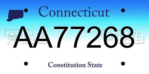 AA77268 Connecticut License Plate