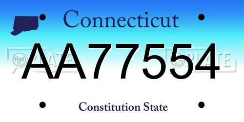 AA77554 Connecticut License Plate