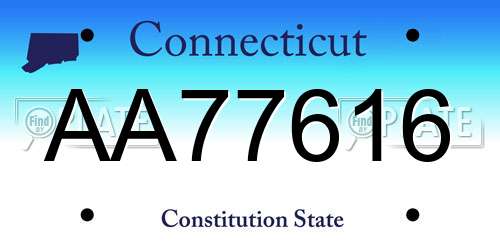 AA77616 Connecticut License Plate