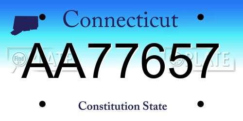 AA77657 Connecticut License Plate