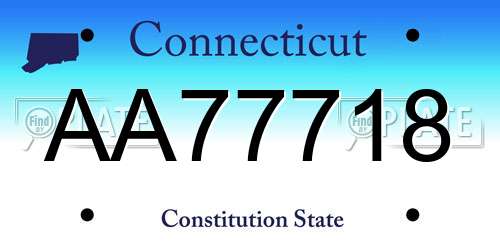 AA77718 Connecticut License Plate