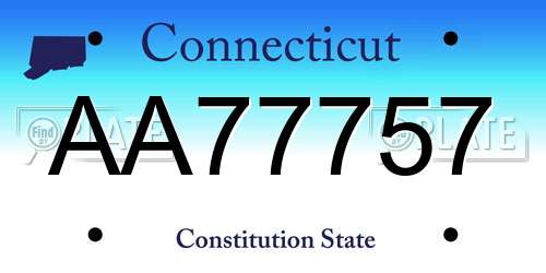 AA77757 Connecticut License Plate