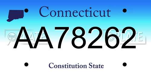AA78262 Connecticut License Plate