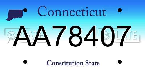 AA78407 Connecticut License Plate