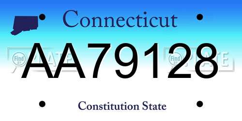 AA79128 Connecticut License Plate