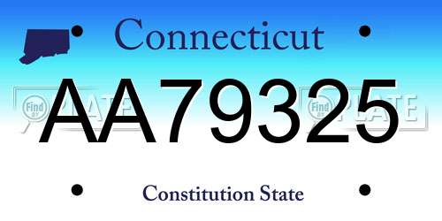 AA79325 Connecticut License Plate