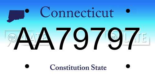 AA79797 Connecticut License Plate
