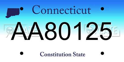 AA80125 Connecticut License Plate