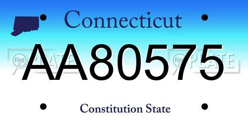 AA80575 Connecticut License Plate