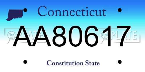 AA80617 Connecticut License Plate