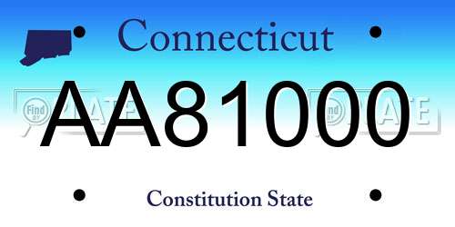 AA81000 Connecticut License Plate