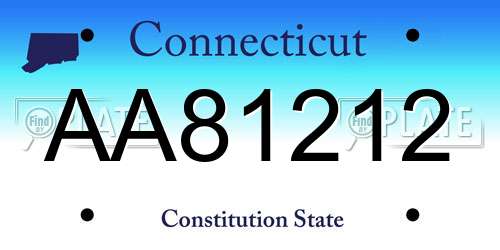 AA81212 Connecticut License Plate
