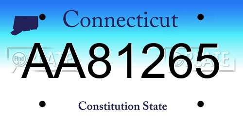 AA81265 Connecticut License Plate