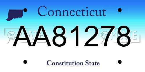 AA81278 Connecticut License Plate