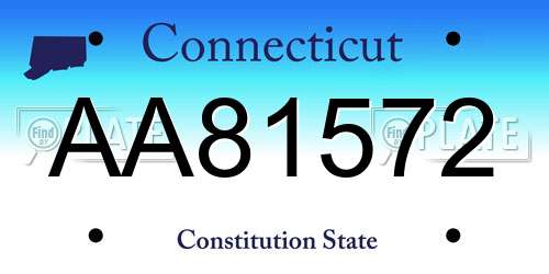 AA81572 Connecticut License Plate