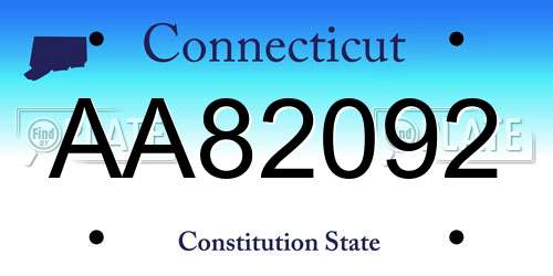 AA82092 Connecticut License Plate