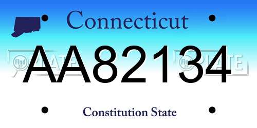 AA82134 Connecticut License Plate