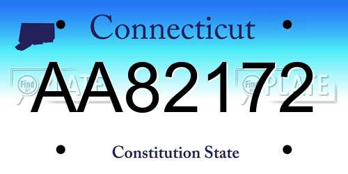 AA82172 Connecticut License Plate
