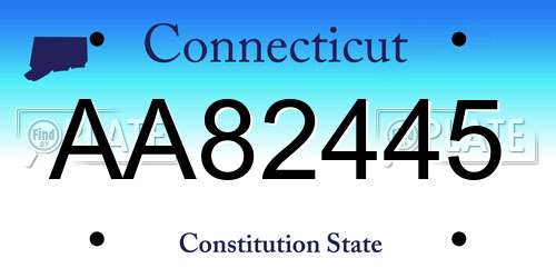AA82445 Connecticut License Plate