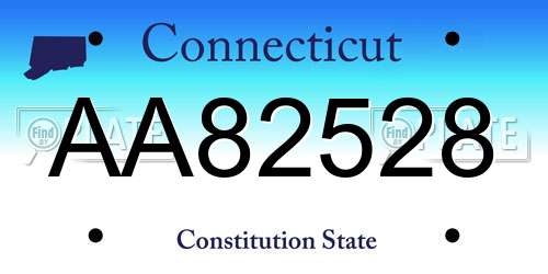 AA82528 Connecticut License Plate