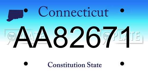 AA82671 Connecticut License Plate
