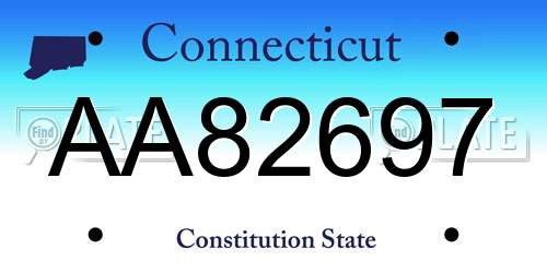 AA82697 Connecticut License Plate
