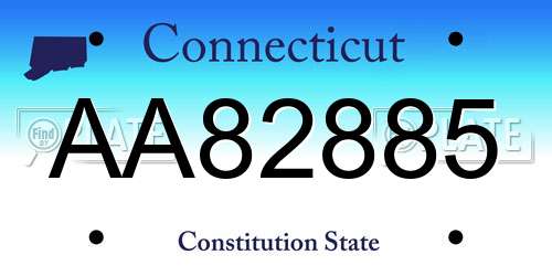 AA82885 Connecticut License Plate