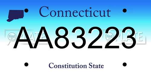AA83223 Connecticut License Plate