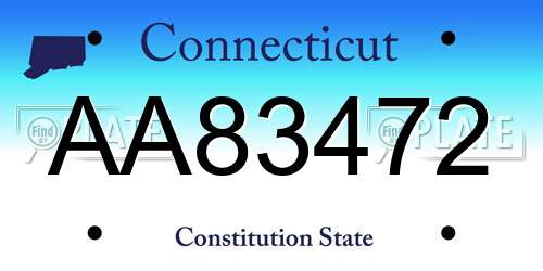 AA83472 Connecticut License Plate