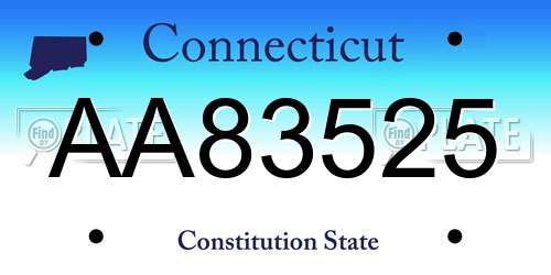AA83525 Connecticut License Plate