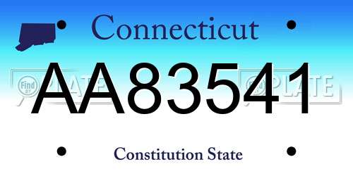 AA83541 Connecticut License Plate